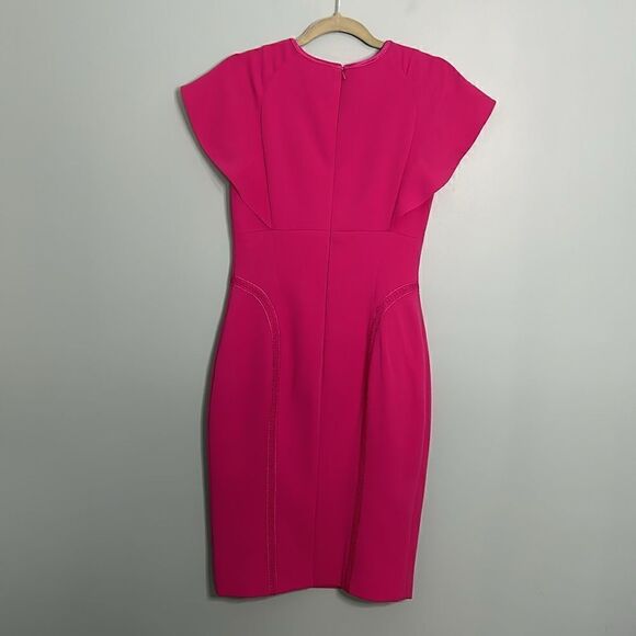 Karen Millen - Hot Pink Sheath Dress W/ Lace Embroidery NWT - Picture 8 of 9